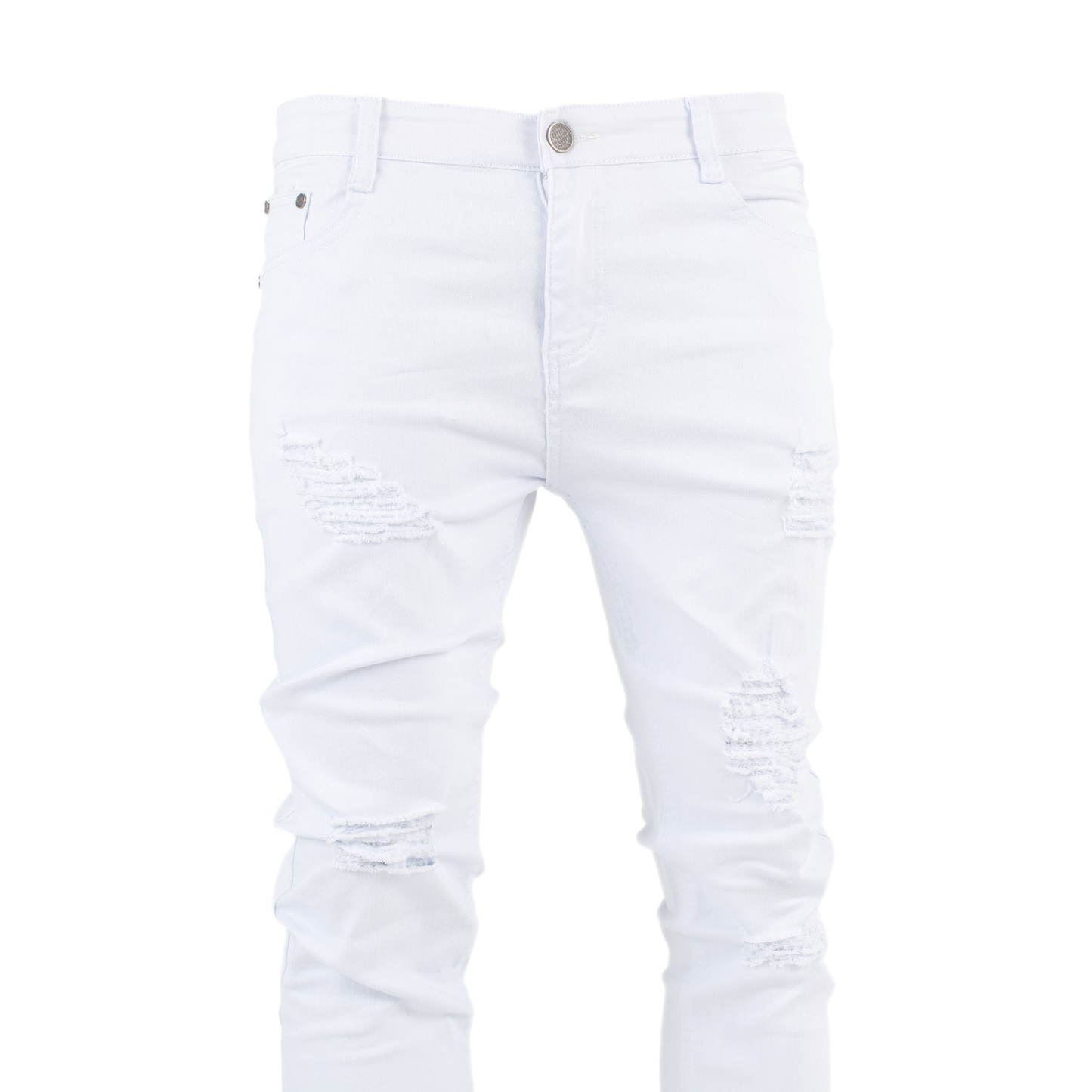 Pure Ice White Distressed Skinny Jeans