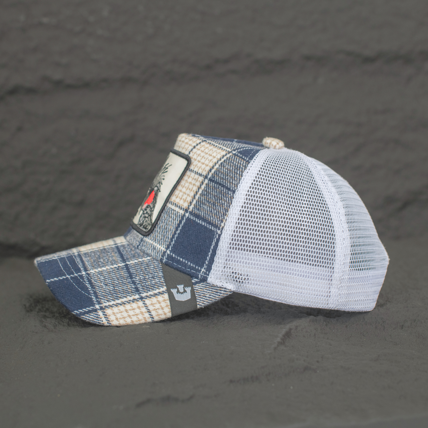 Punk Crest Check Mesh Trucker Cap