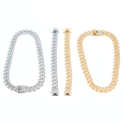 Iced Cuban Link Necklace & Bracelet Set