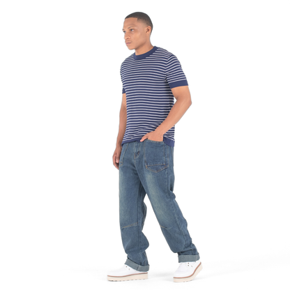 Retro Axis Panelled Loose Fit Denim