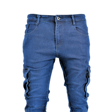 Load image into Gallery viewer, Men’s Deep Indigo Utility Slim Fit Cargo Jeans
