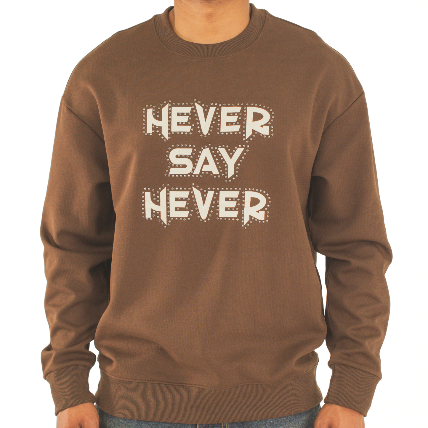 Never Say Never Studded Statement Crewneck