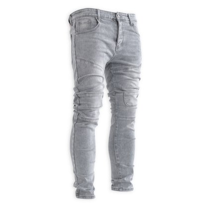Shadow Grey Moto Panel Skinny Denim