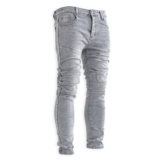 Shadow Grey Moto Panel Skinny Denim