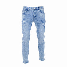 Load image into Gallery viewer, Men Light Blue SR Stone Wash Skinny Jeans
