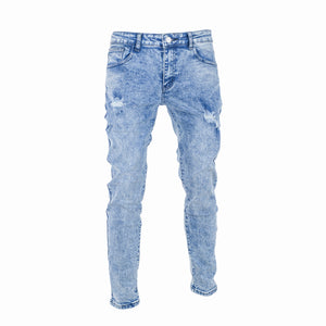 Men Light Blue SR Stone Wash Skinny Jeans