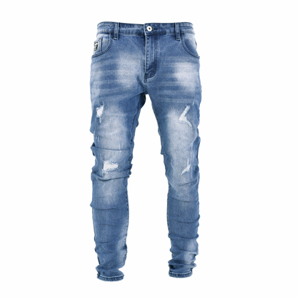 Ice Fade Distressed Skinny Denim