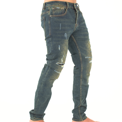 Vintage Fade Distressed Slim Denim