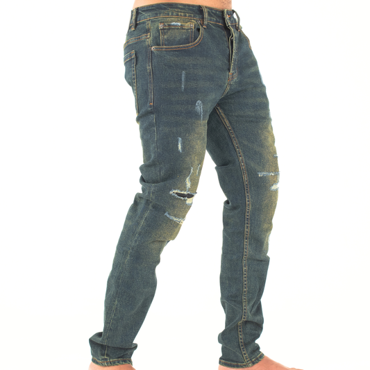 Vintage Fade Distressed Slim Denim