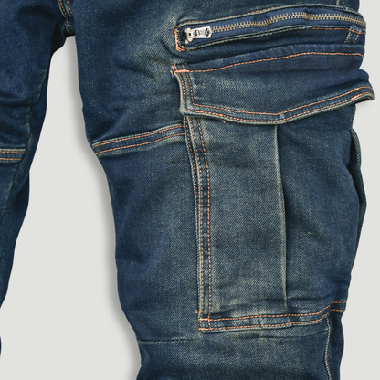 LOWKAL Zip Utility Denim Cargo Jeans