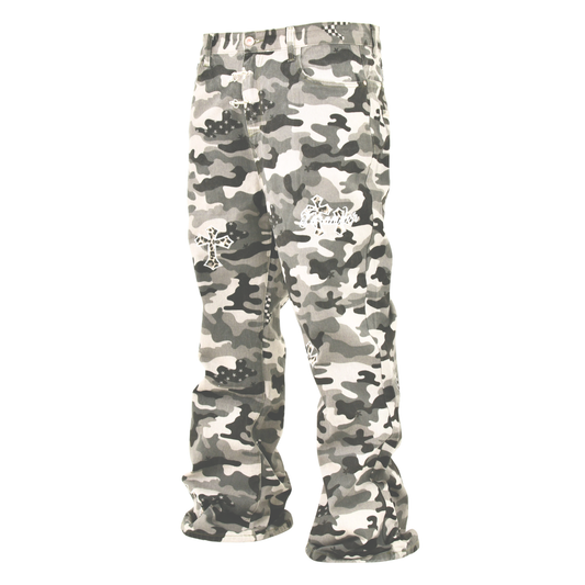 Shadow Cross Camo Stacked Jeans