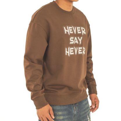 Never Say Never Studded Statement Crewneck