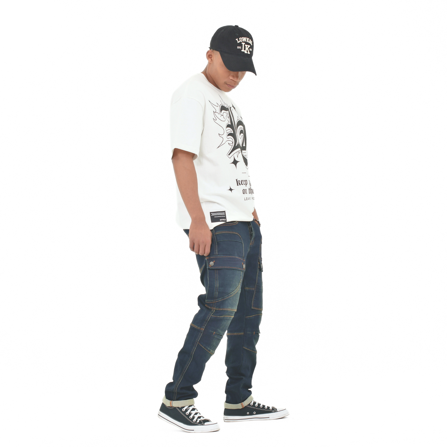 Utility Panel Cargo Denim Jeans – Dark Indigo