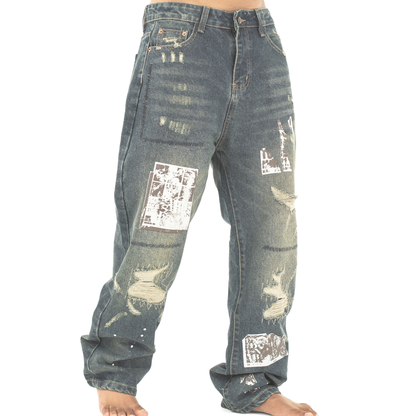 Urban Relic Distressed Baggy Denim