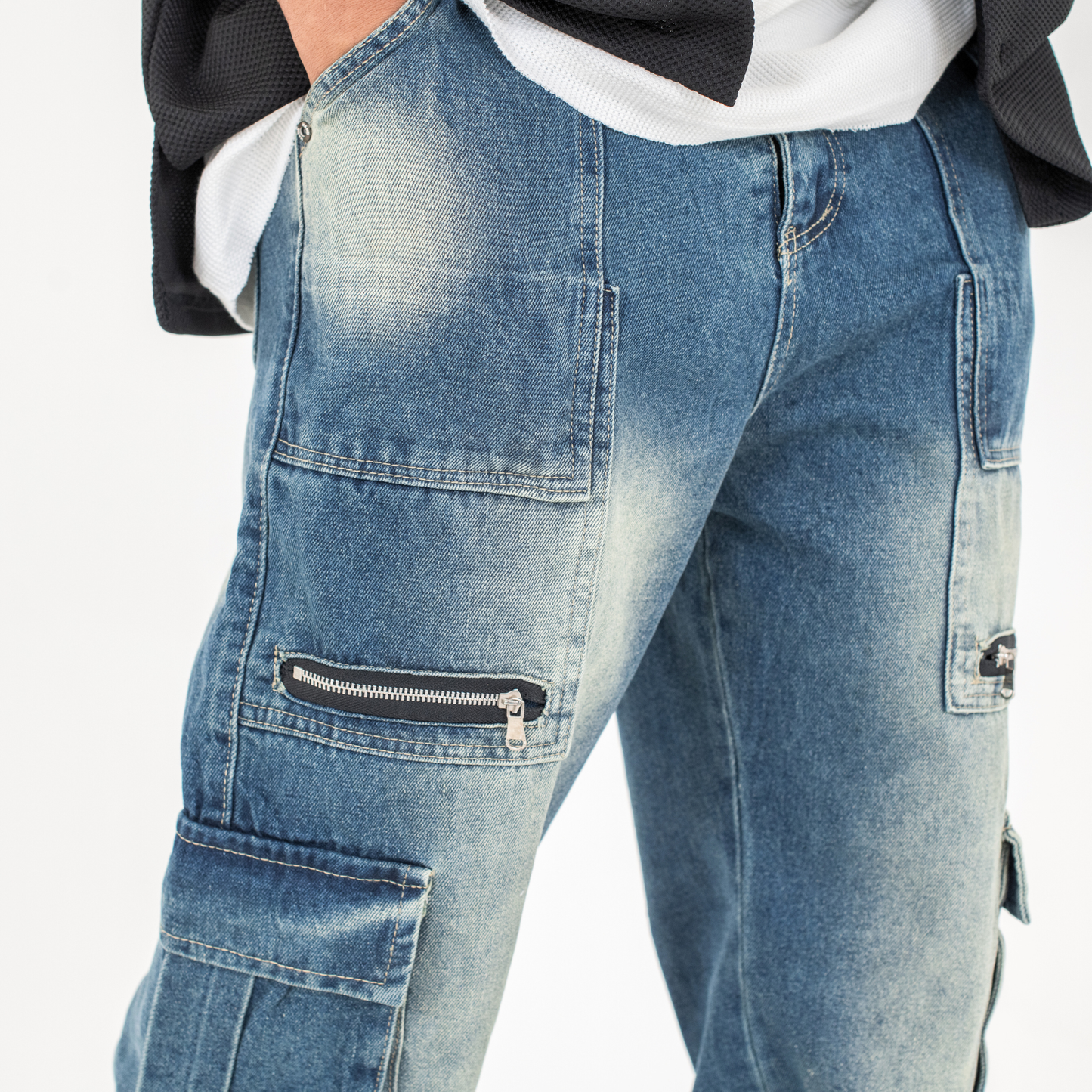 Vintage Style Cargo Denim
