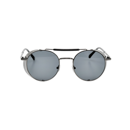 Retro Steampunk Side-Shield Round Sunglasses