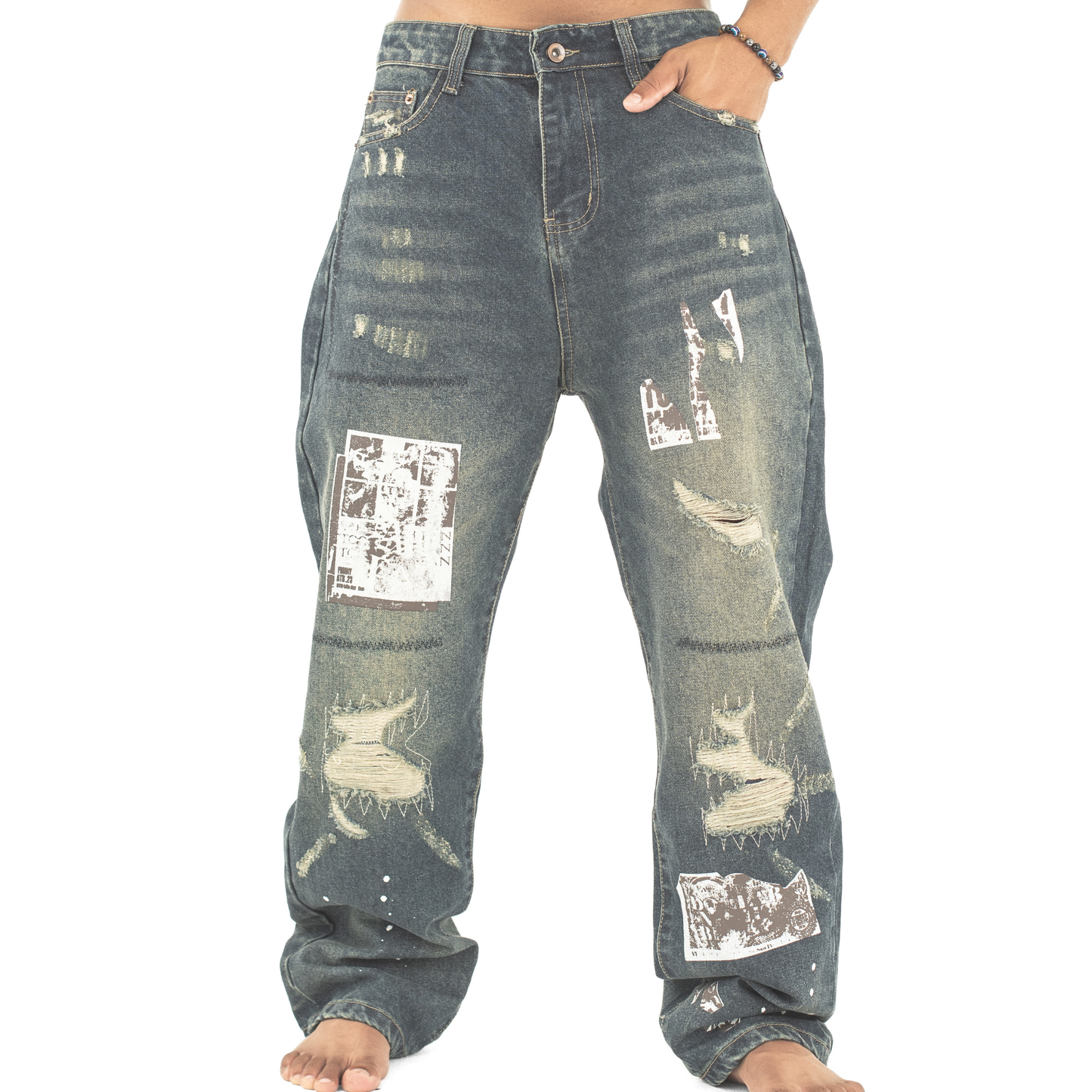 Urban Relic Distressed Baggy Denim