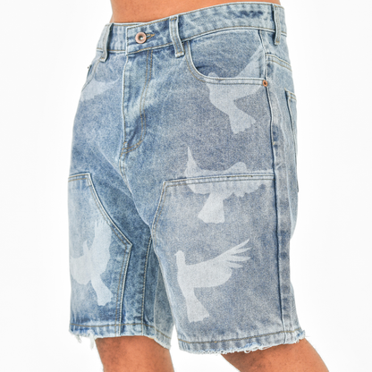 Sky Flight Washed Denim Shorts