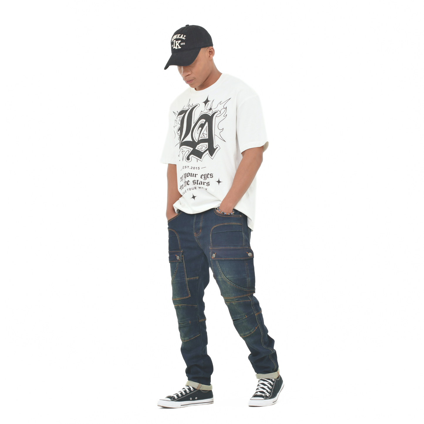 Utility Panel Cargo Denim Jeans – Dark Indigo