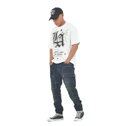 Utility Panel Cargo Denim Jeans – Dark Indigo