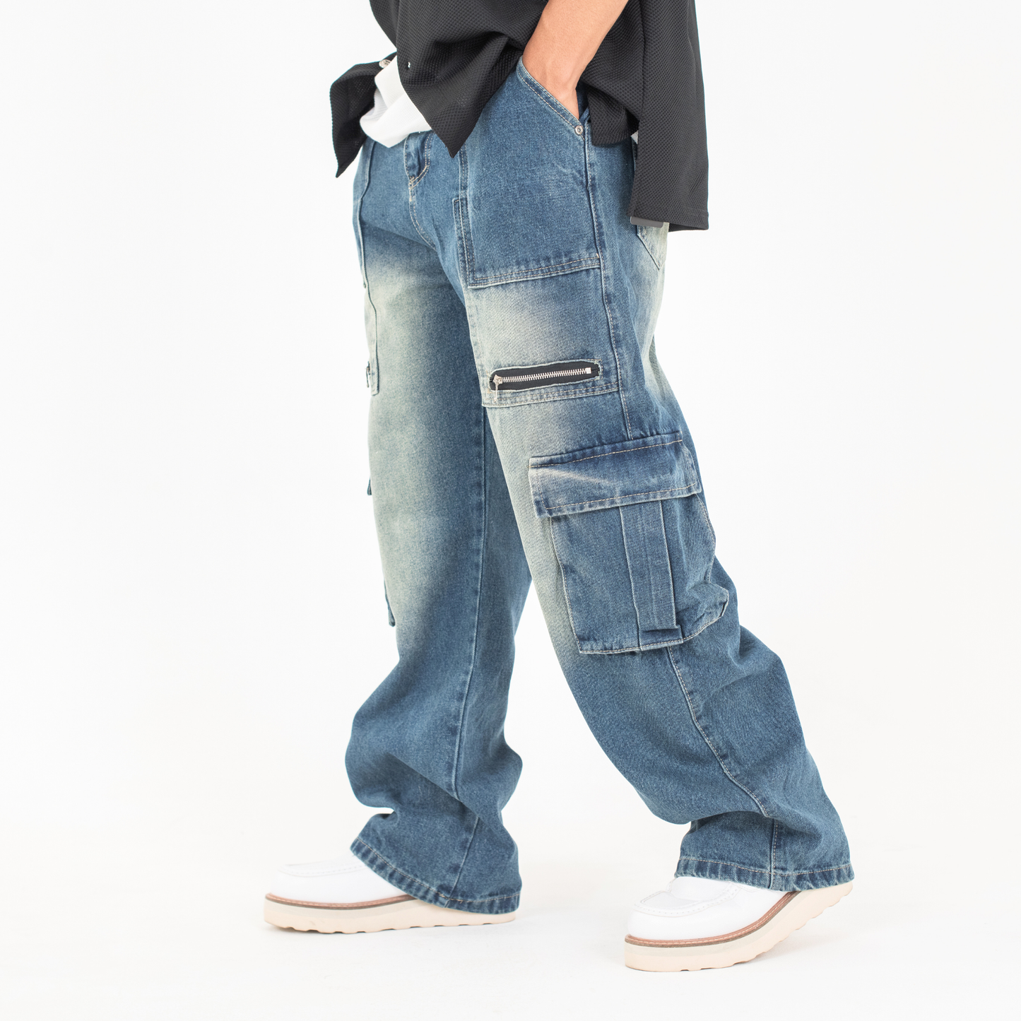 Vintage Style Cargo Denim