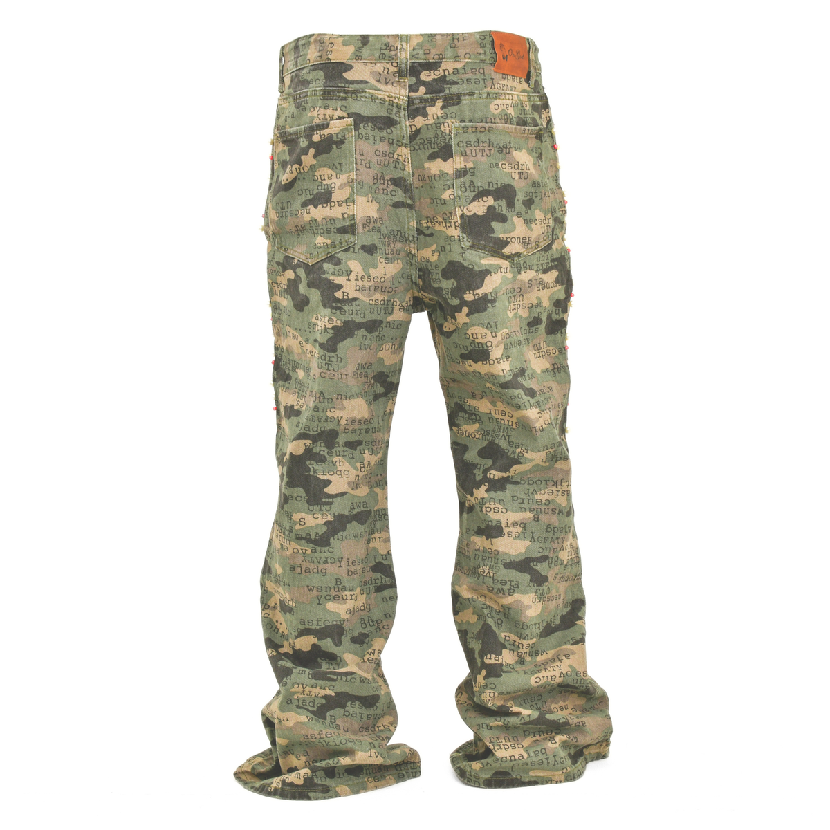 Rebel Script Camo Stacked Jeans