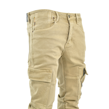 Desert Utility Stacked Cargo Denim – Sand Beige