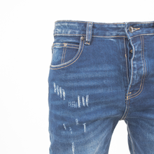 Load image into Gallery viewer, Indigo Edge Distressed Slim-Fit Denim
