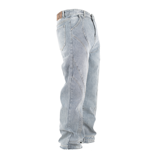 Blue Drift Arc-Paneled Relaxed Straight Jean