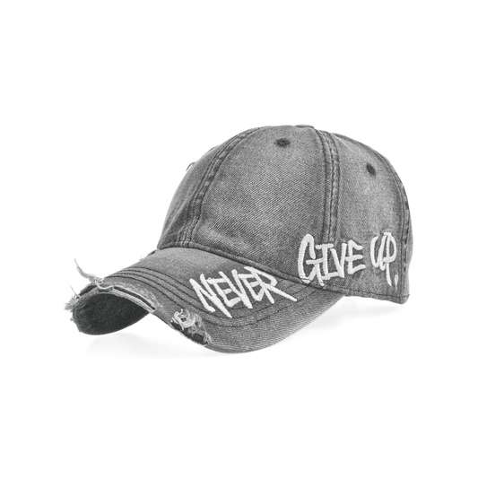 LOWKAL “Never Give Up” Vintage Distressed Trucker Cap