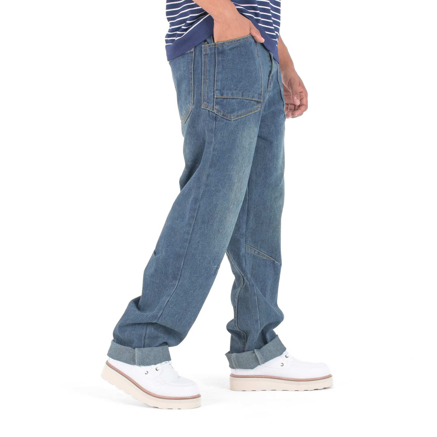 Retro Axis Panelled Loose Fit Denim