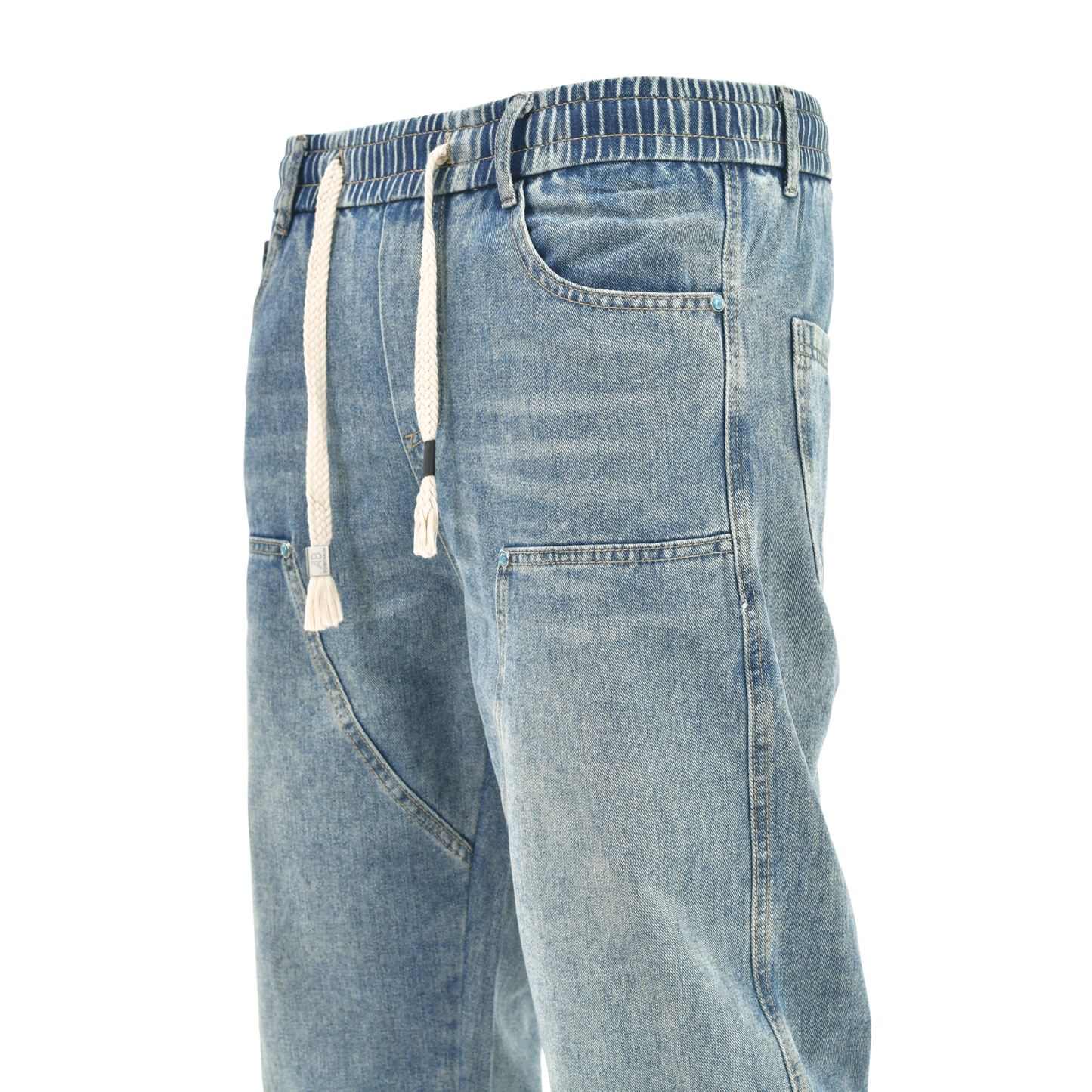 Vintage Wash Utility Drawstring Denim F8689
