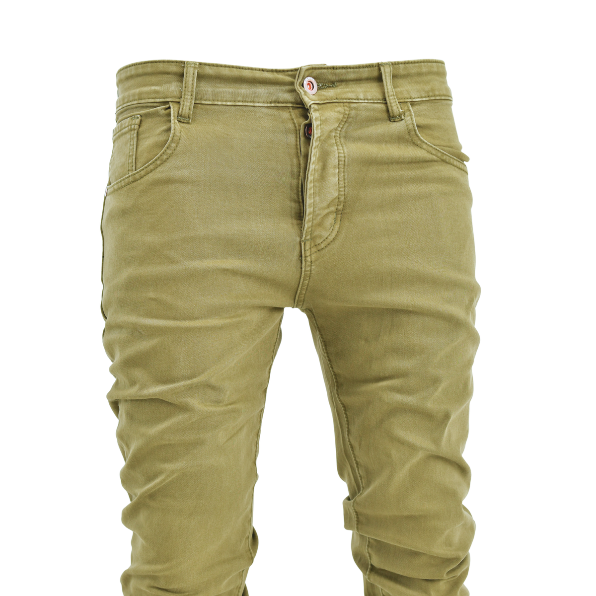 LOWKAL Desert Stack Slim Jeans – Olive Green