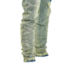 Load image into Gallery viewer, Men’s Acid Wash Moto-Zip Stacked Skinny Denim
