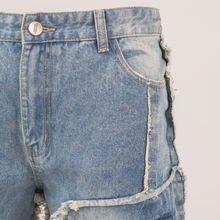 Load image into Gallery viewer, Men’s Raw Edge Multi-Pocket Utility Denim Jeans
