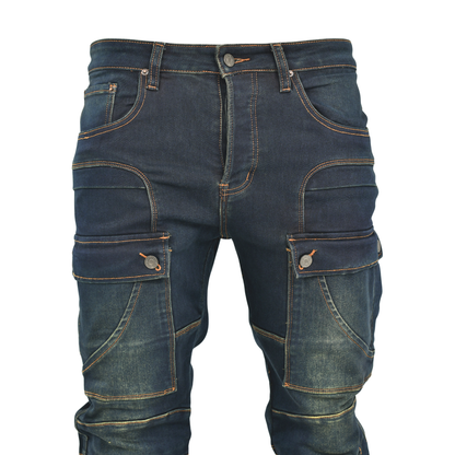 Utility Panel Cargo Denim Jeans – Dark Indigo