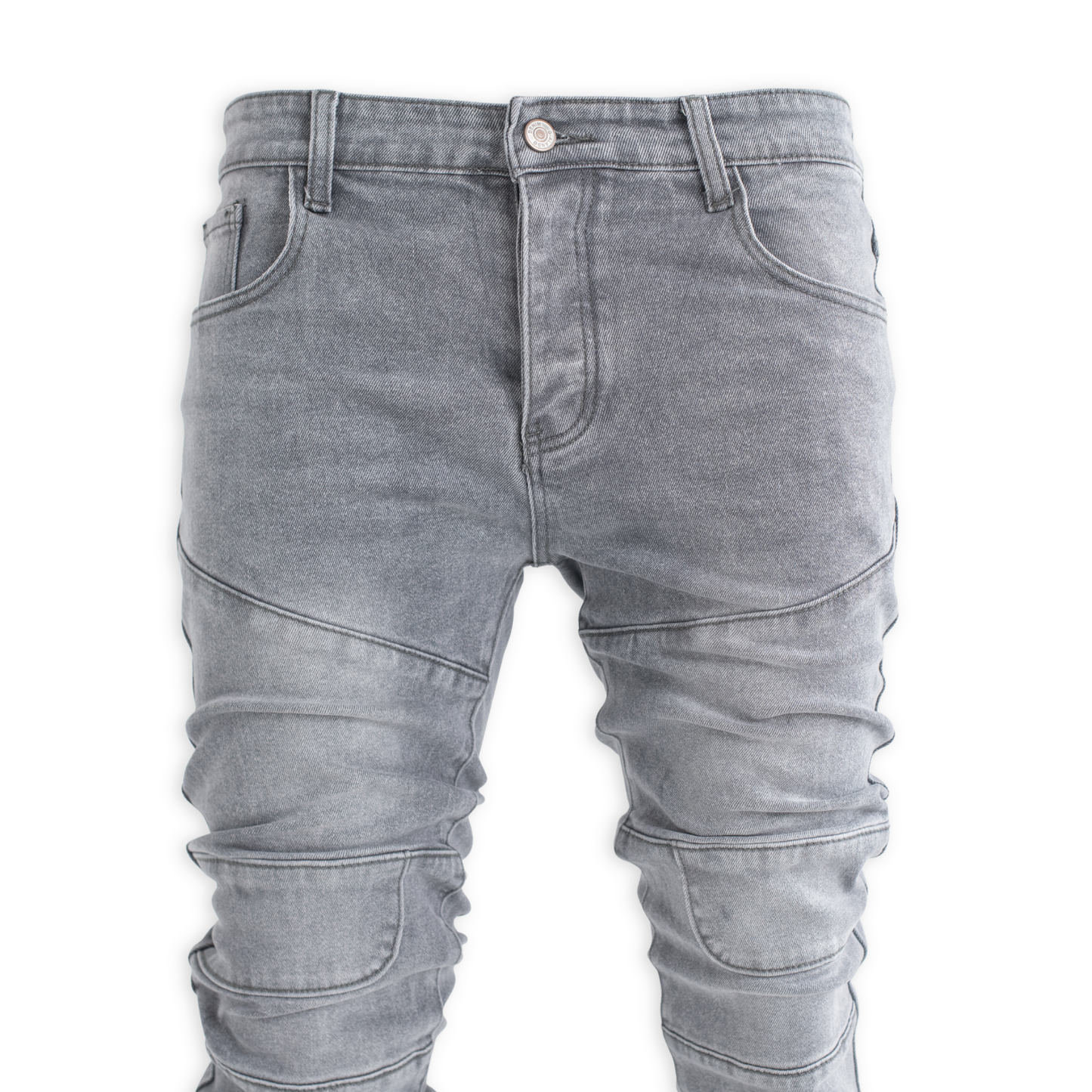 Shadow Grey Moto Panel Skinny Denim