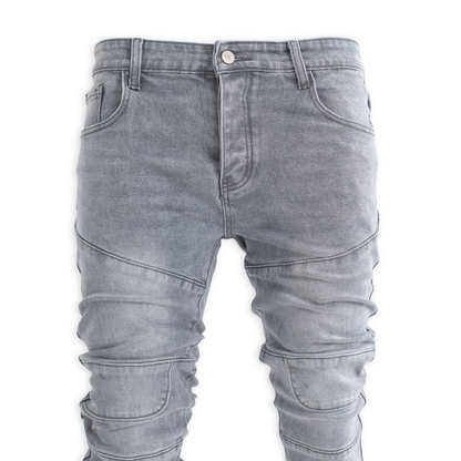 Shadow Grey Moto Panel Skinny Denim