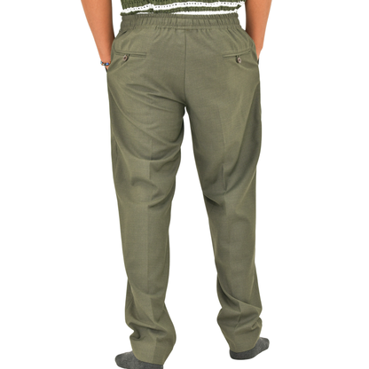 LOWKAL Tailored Utility Drawstring Trousers – Vintage Olive