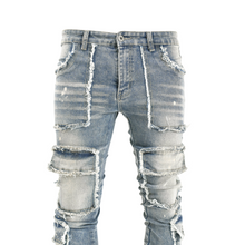 Load image into Gallery viewer, Torn Tactics Multi-Patch Distressed Jean
