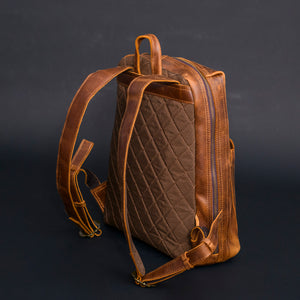 Vintage Style Leather Laptop Backpack