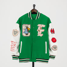 Load image into Gallery viewer, Men Design Fashion Varsity CF Graphic Patch Jacket.
