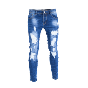 Men Dark Wash Ripped Skinny Denim