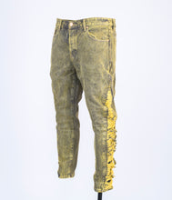 Load image into Gallery viewer, Men Dirty Green Tint Light Wash Tapered Denim
