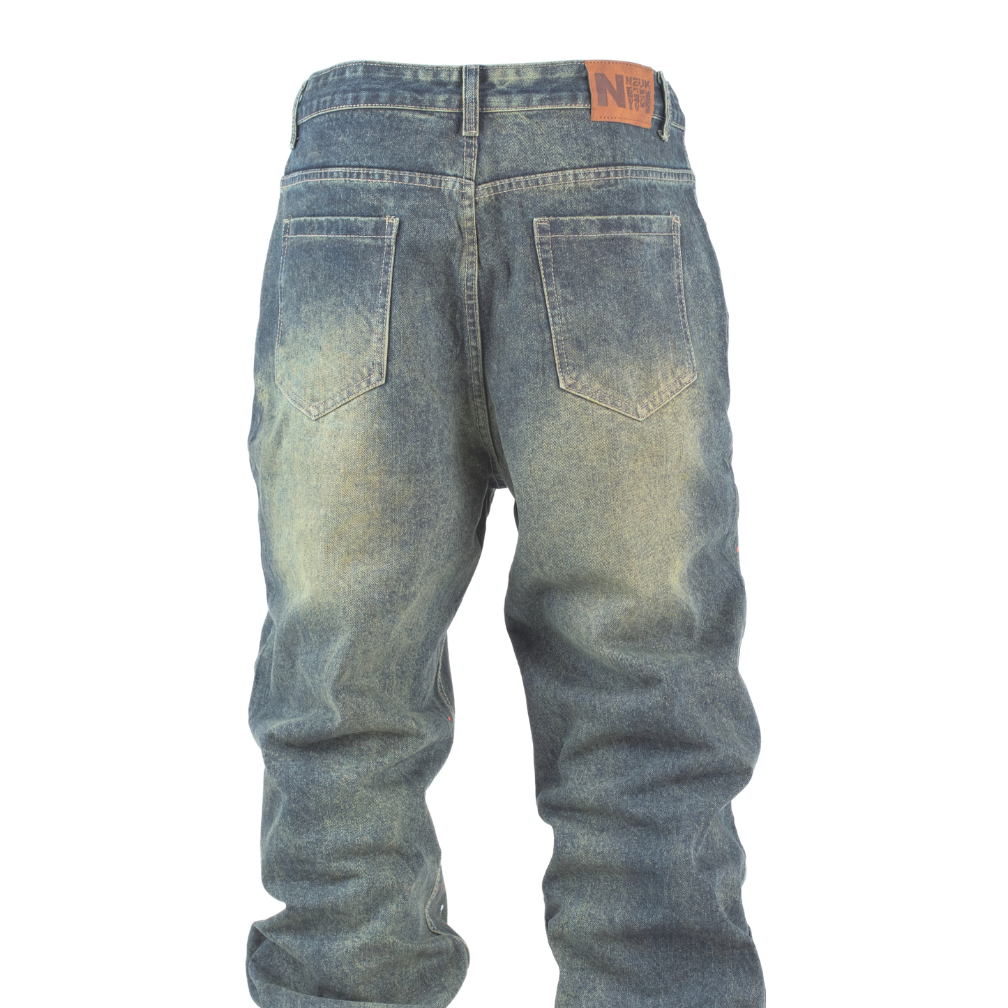Paint Riot Distressed Straight-Leg Jean L003-1