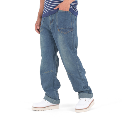 Retro Axis Panelled Loose Fit Denim