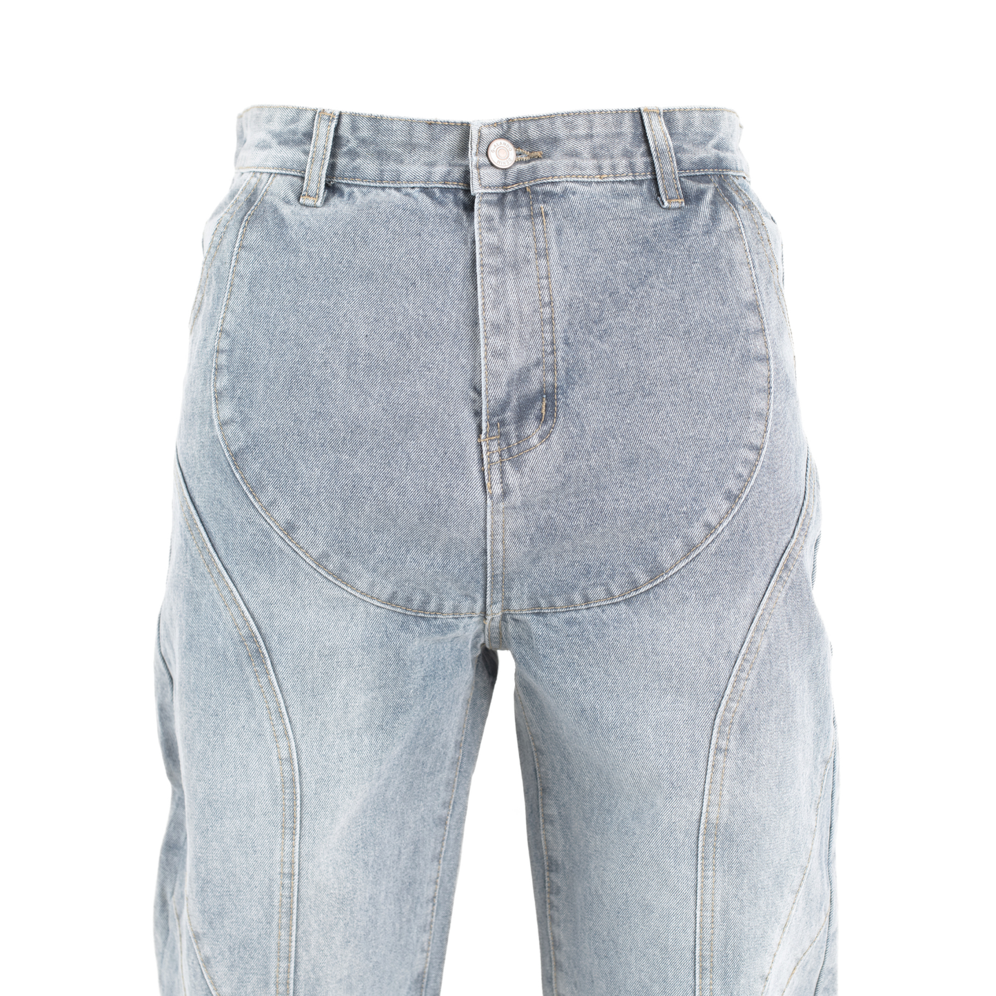 Blue Drift Arc-Paneled Relaxed Straight Jean