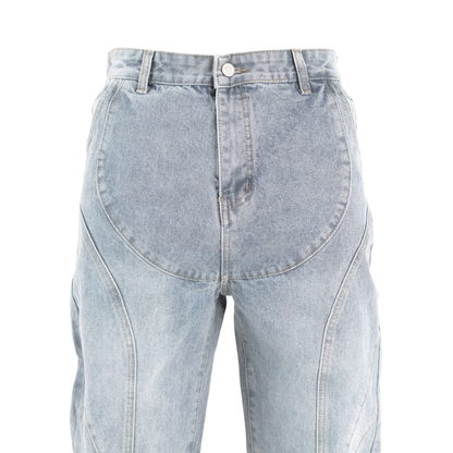 Blue Drift Arc-Paneled Relaxed Straight Jean