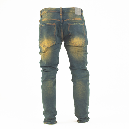 Rust Fade Distressed Slim-Fit Denim
