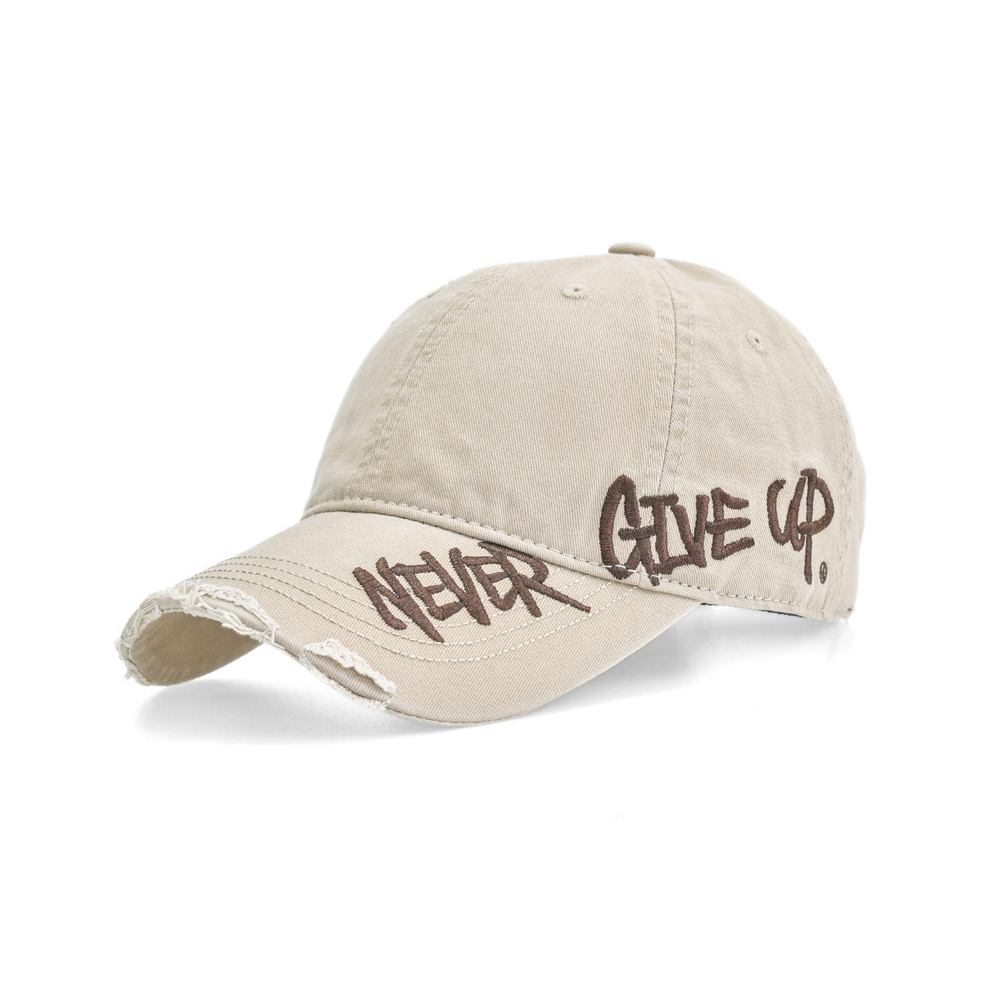 LOWKAL “Never Give Up” Vintage Distressed Trucker Cap